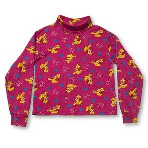 Vintage 90s Y2K Winnie The Pooh & Piglet Turtle Neck Shirt Pink Girls 7-8 Rare